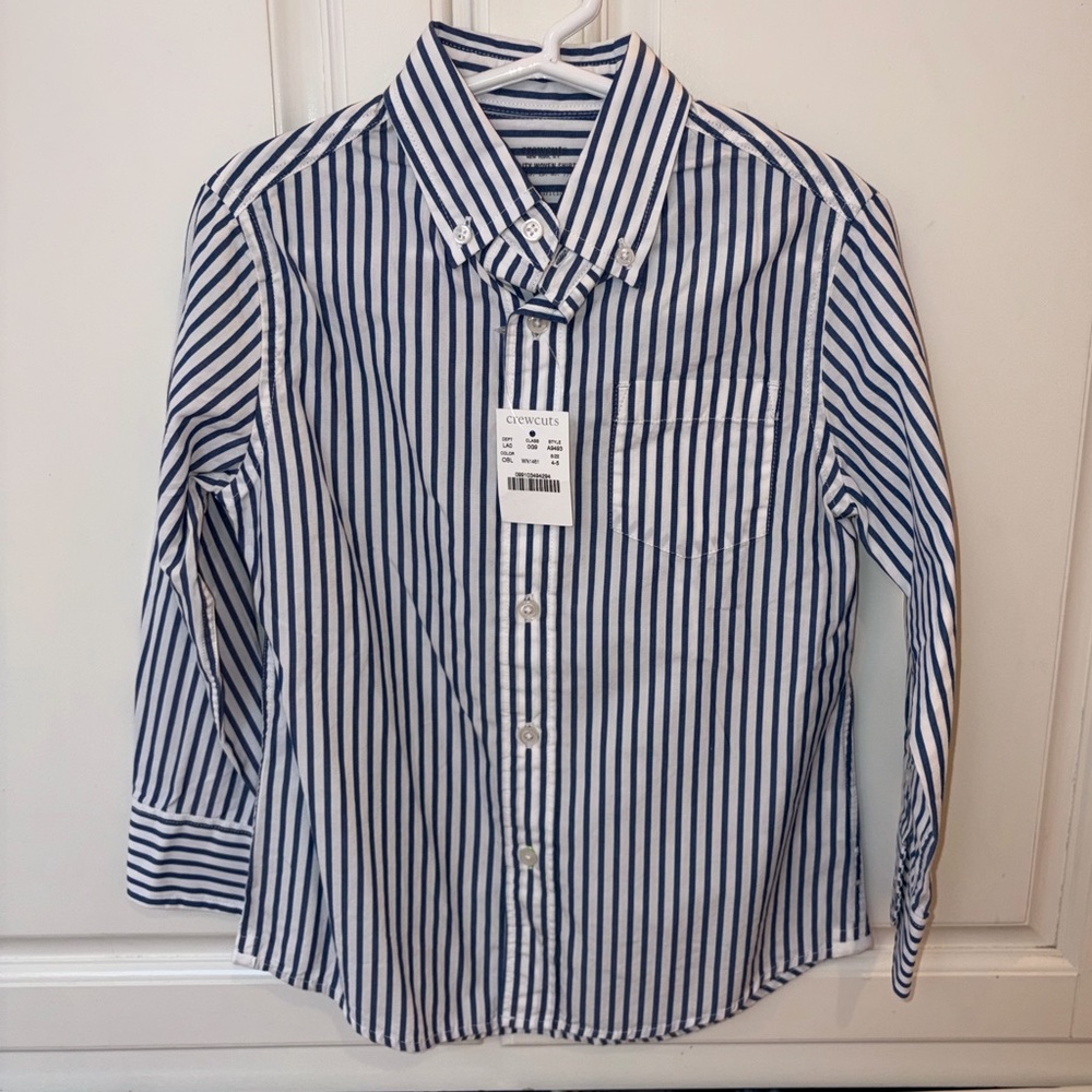 J Crew Crewcuts Blue and White Striped Button-Down Shirt